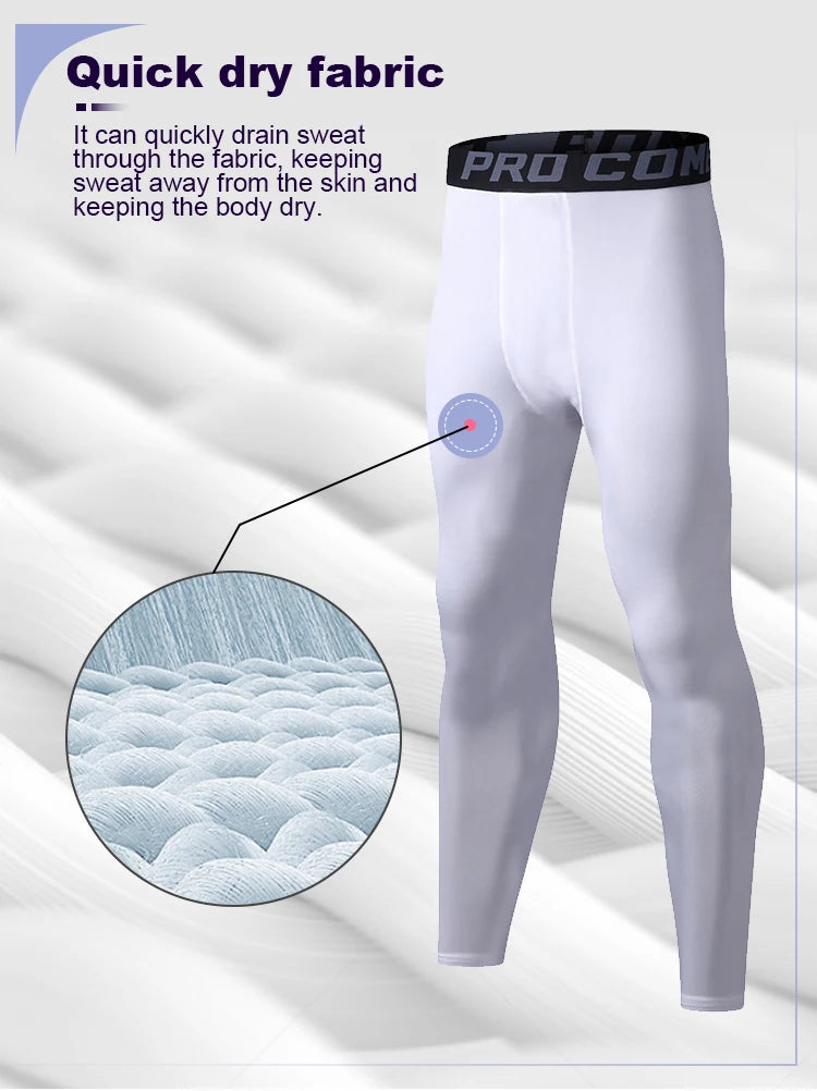 Sports Pants with Knee Pads 3/4 Compression Black Leggings Tights Mens Boys Youth Pants  Football Quick Dry  Workout Leggings