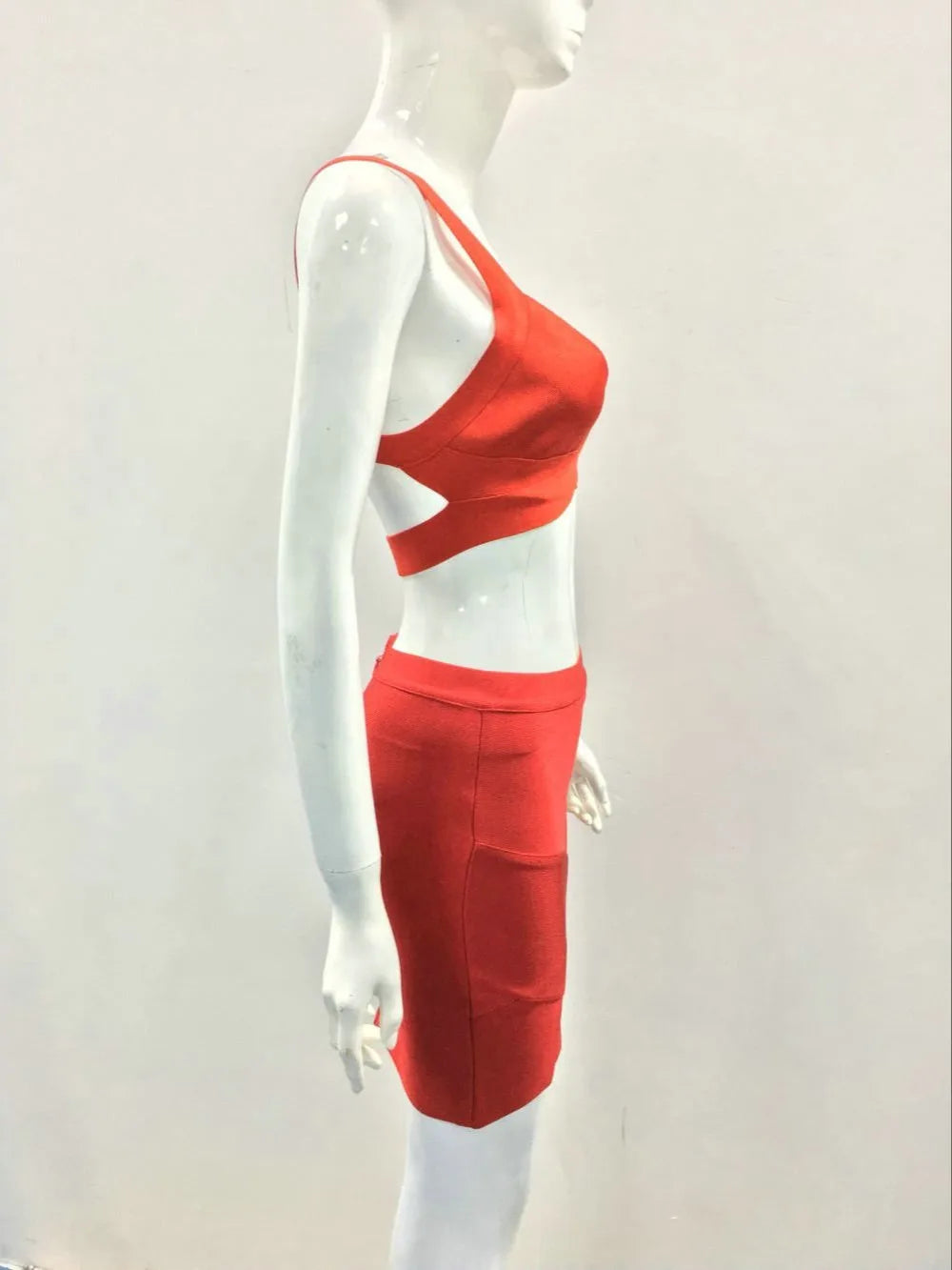 Mini Sexy Bodycon Women Bandage Dress Set Sleeveless Spaghetti Strap Celebrity Two Piece Sets Party Bandage Set Wholesale