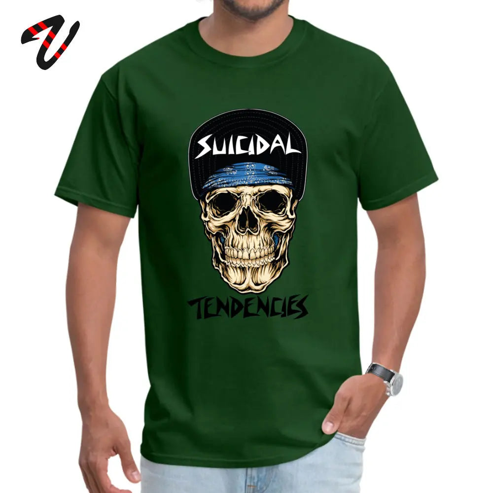 suicidal tendencies skull T-Shirt Normal Sleeve Coupons O-Neck Fabric Tops Shirts Tops & Tees for Men Labor Day