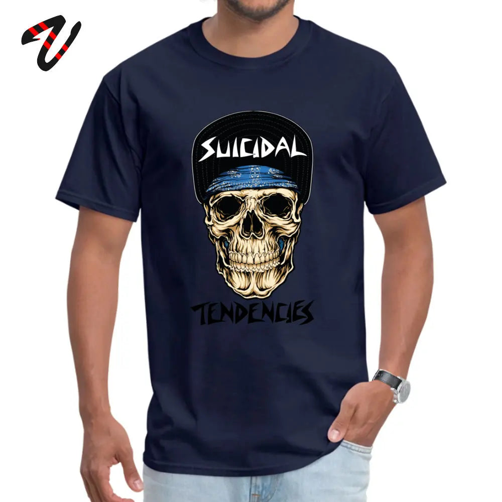 suicidal tendencies skull T-Shirt Normal Sleeve Coupons O-Neck Fabric Tops Shirts Tops & Tees for Men Labor Day