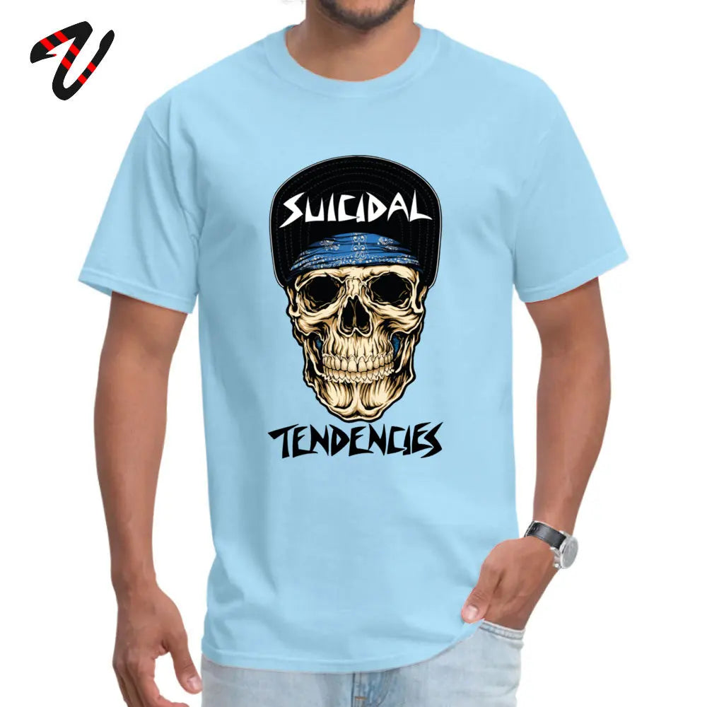 suicidal tendencies skull T-Shirt Normal Sleeve Coupons O-Neck Fabric Tops Shirts Tops & Tees for Men Labor Day