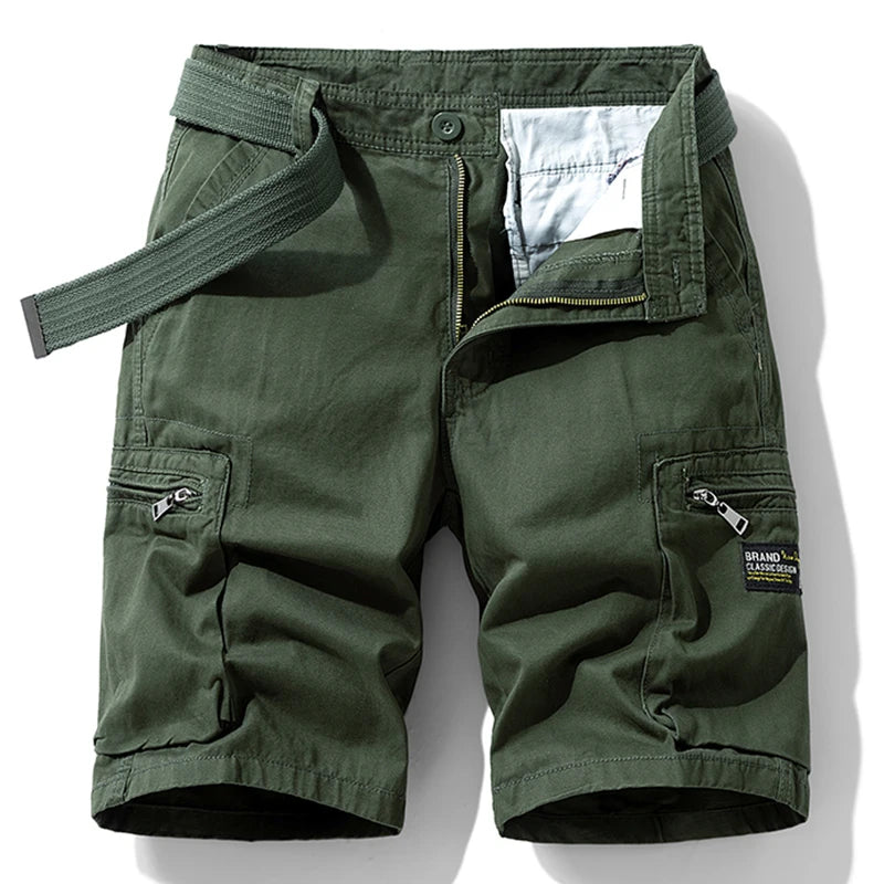 Men Summer Brand New Casual Vintage Classic Pockets Solid Cargo Shorts Men Outwear Fashion Cotton Tactical Joggers Shorts Male