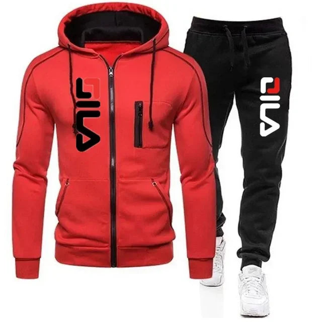 Men's casual zipper jacket hooded jumper + sweatpants