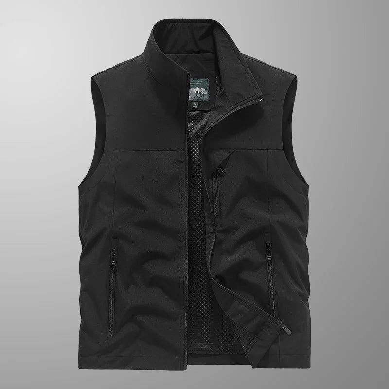 Summer Vest Men's Work Vest Large Size Golf Sleeveless Jacket Tactical windbreaker Hunting Camping Fishing waterproof Coat Parka