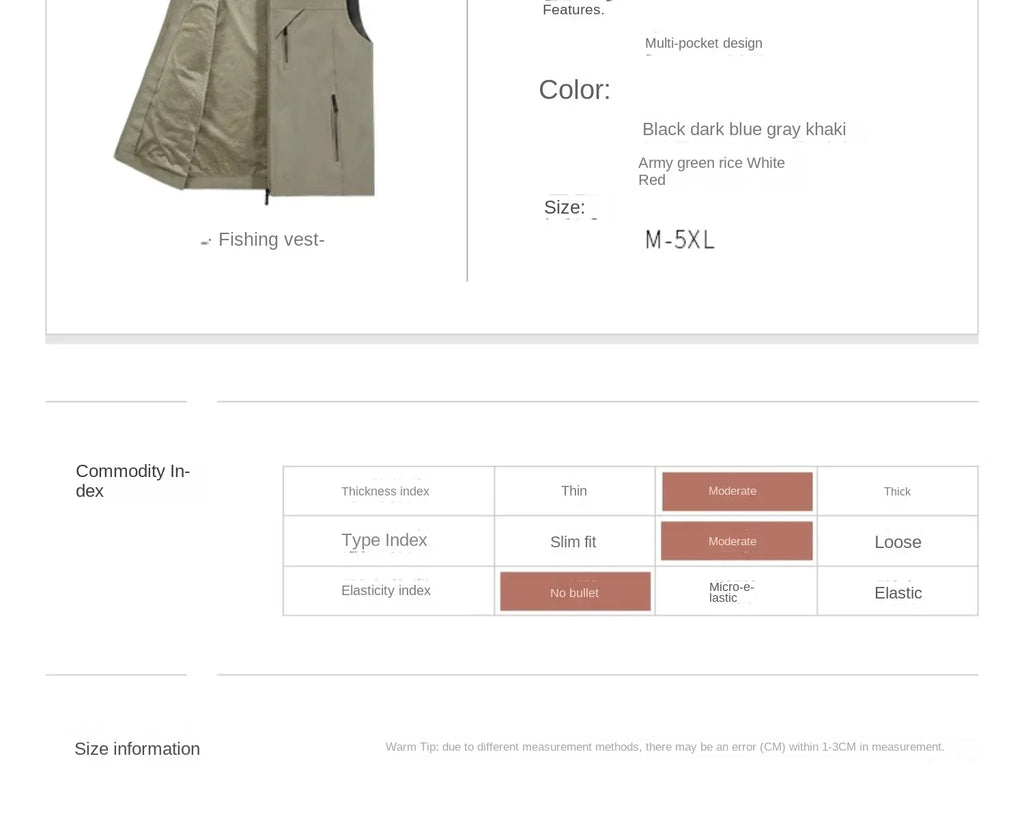 Summer Vest Men's Work Vest Large Size Golf Sleeveless Jacket Tactical windbreaker Hunting Camping Fishing waterproof Coat Parka