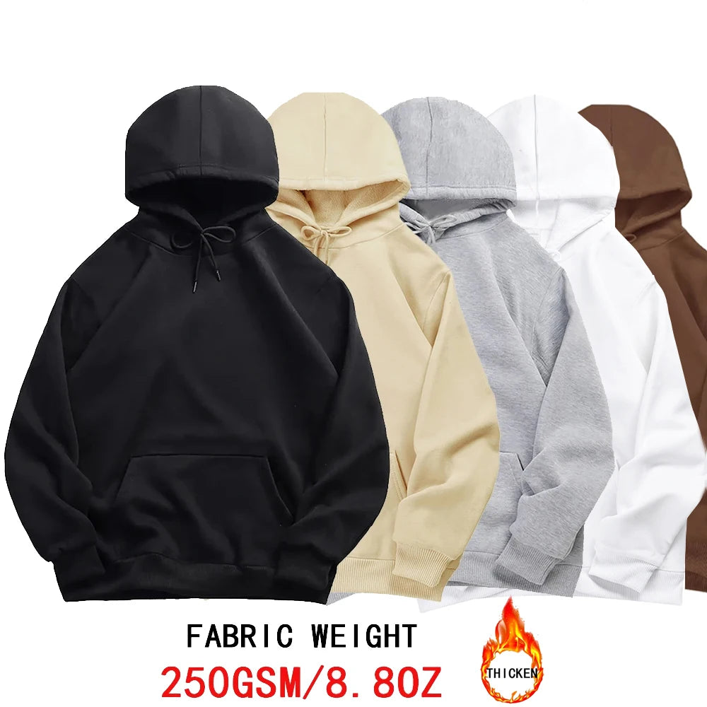 Winter Thicken Hoodies Fleece Warm Hoodie Men/Women Casual Solid Color Sweatshirts