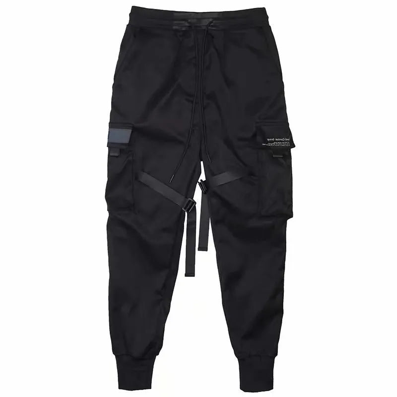 Men's Multi Pocket Bandage Tactical Technical Clothing Work Pants Men'sPunk Hip Hop Running Pants Casual Street Wear