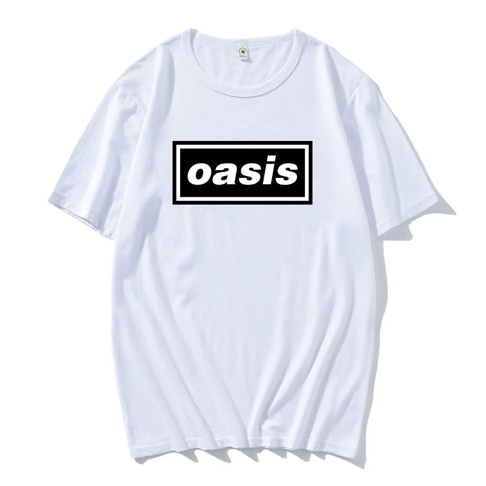 Hip Hop Streetwear Live'25 Oasis-s Band Tshirts Round Neck Cotton Unisex Tee-shirt Summer Casual Graphic Printing T-shirt Male