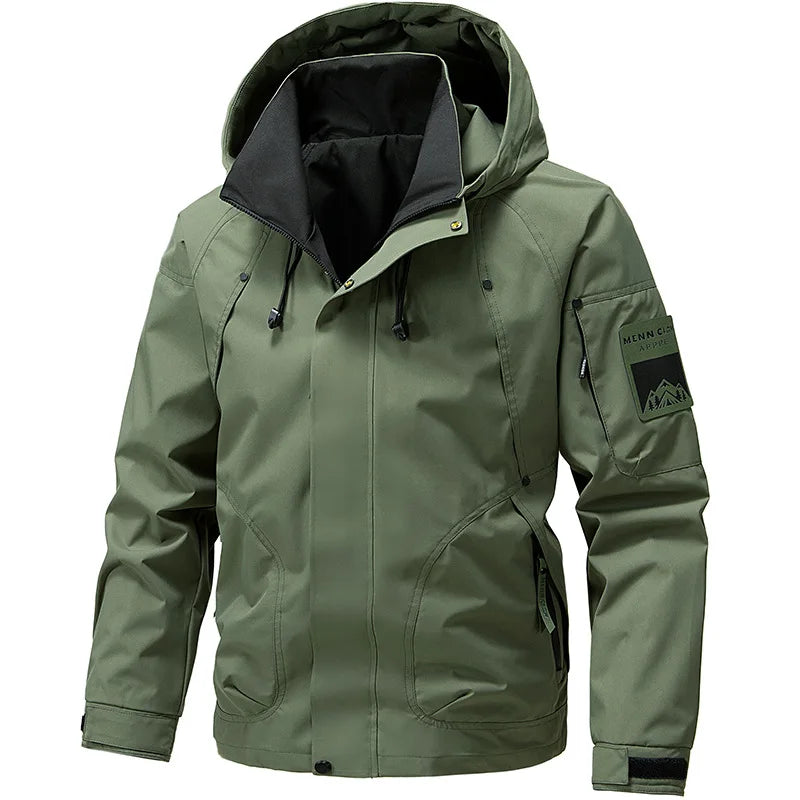 Windbreaker Cargo Jackets For Men Motorcycle Military Clothing Waterproof Male Hooded Jacket Camping Outdoor Hiking Men's Coat
