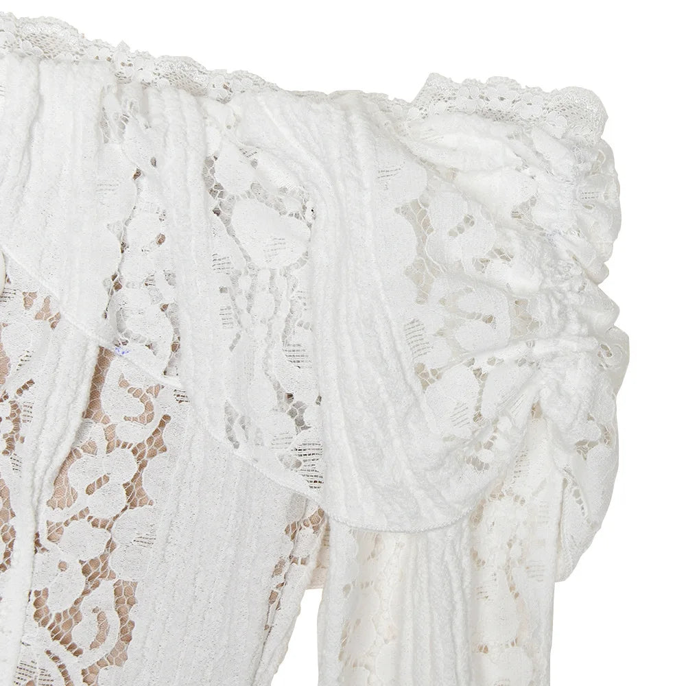 Suninheart White Evening Dresses for Events Red Long Sleeve Lace Elegant Party Dresses