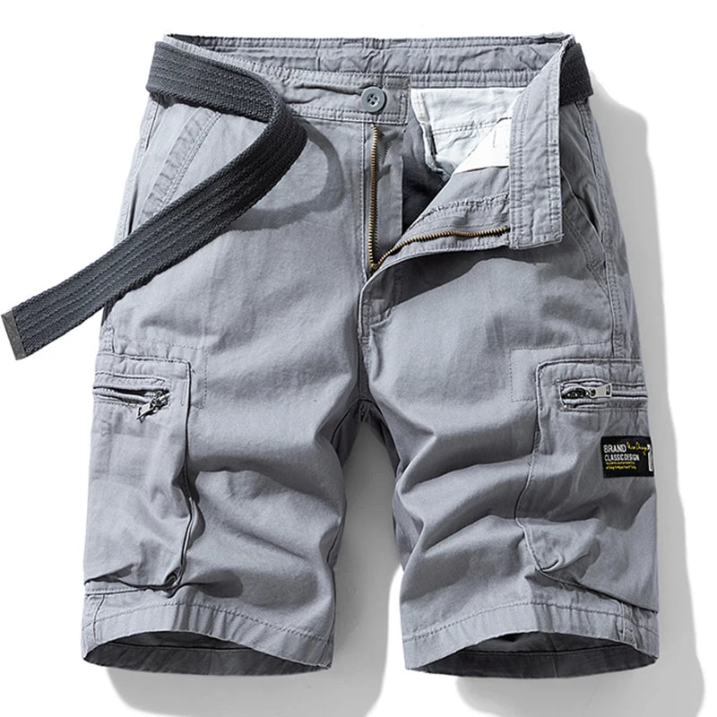 Men Summer Brand New Casual Vintage Classic Pockets Solid Cargo Shorts Men Outwear Fashion Cotton Tactical Joggers Shorts Male