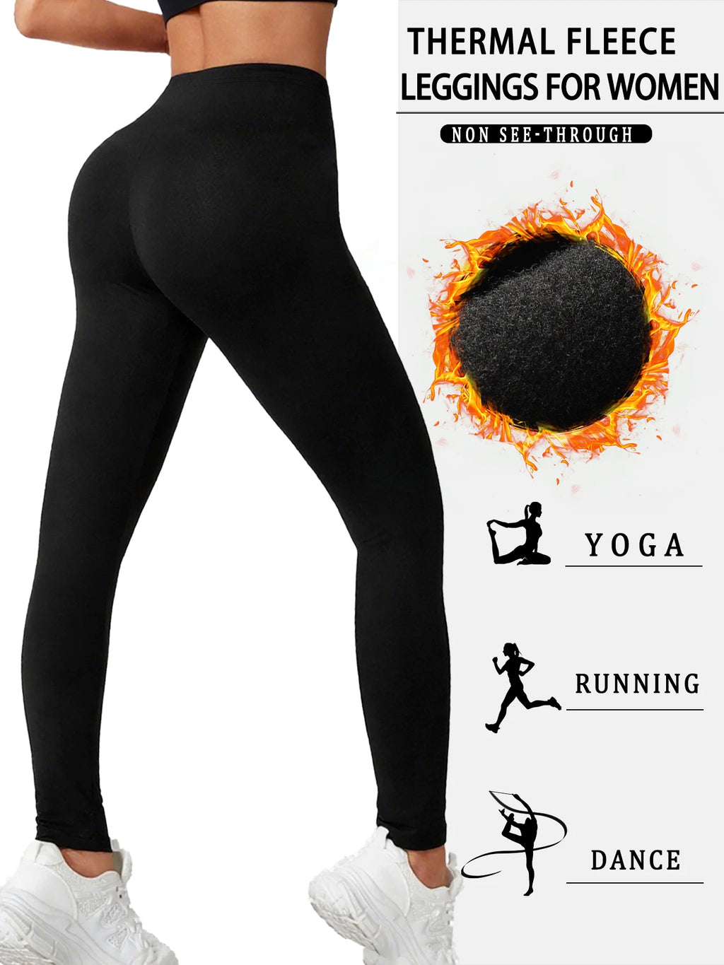 Women's thermal fleece lined leggings. Super soft Low Rise design perfect for yoga, running and Winter activities