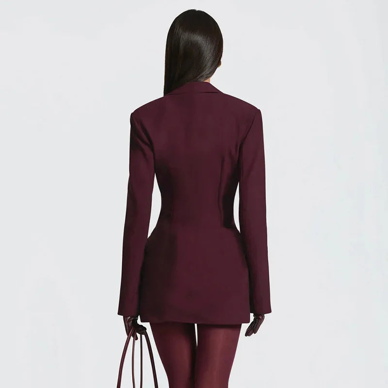 Elegant Deep V Neck Ruched Mini Autumn Long Sleeve Slim High Waist Fashion Patchwork