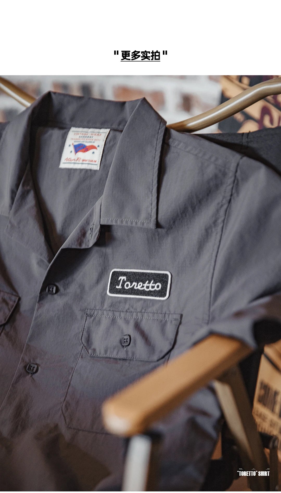 Maden Retro Toretto Short-sleeved Shirt Dark Gray Single-Breasted Large Size Lapel Thin Shirt for Men's Summer Tops