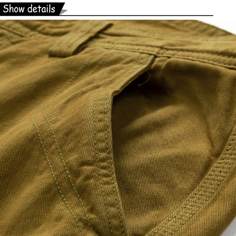 New Men Summer Outdoor Leisure Buttons Cargo Style Shorts Men Solid Straight Cotton Comfortable Fashion Design Short Pants Male