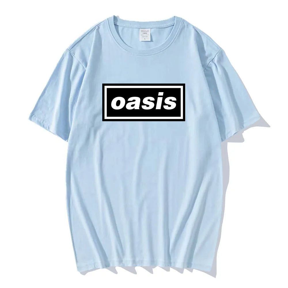 Hip Hop Streetwear Live'25 Oasis-s Band Tshirts Round Neck Cotton Unisex Tee-shirt Summer Casual Graphic Printing T-shirt Male