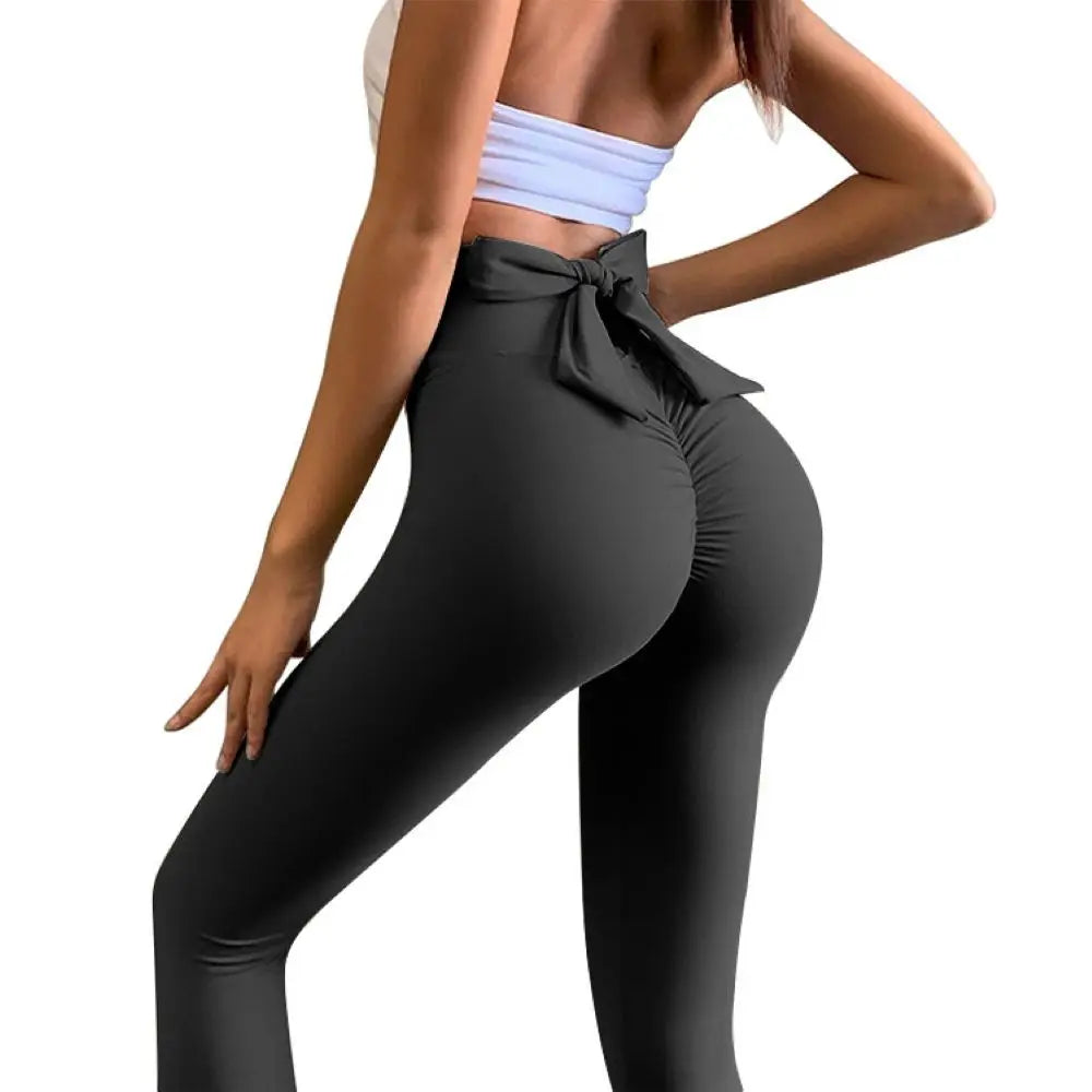 Women's High-Waisted Nude Yoga Pants | Bowknot, Peach Lift, Lulu-Like Workout Leggings LD800171
