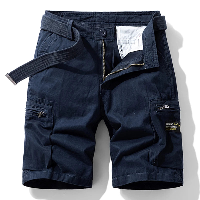 Men Summer Brand New Casual Vintage Classic Pockets Solid Cargo Shorts Men Outwear Fashion Cotton Tactical Joggers Shorts Male