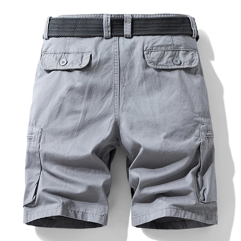 Men Summer Brand New Casual Vintage Classic Pockets Solid Cargo Shorts Men Outwear Fashion Cotton Tactical Joggers Shorts Male