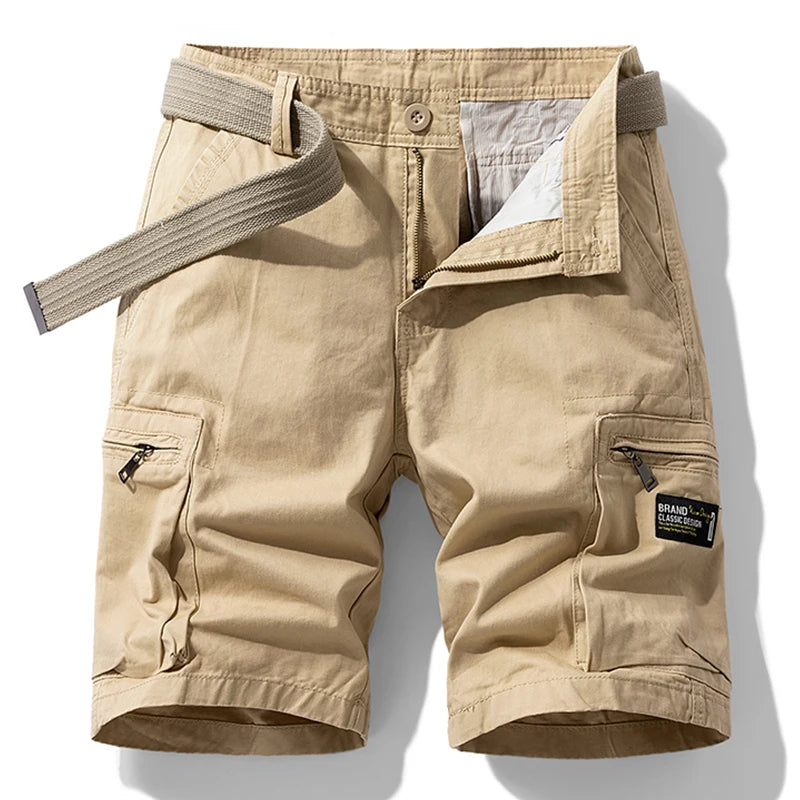 Men Summer Brand New Casual Vintage Classic Pockets Solid Cargo Shorts Men Outwear Fashion Cotton Tactical Joggers Shorts Male