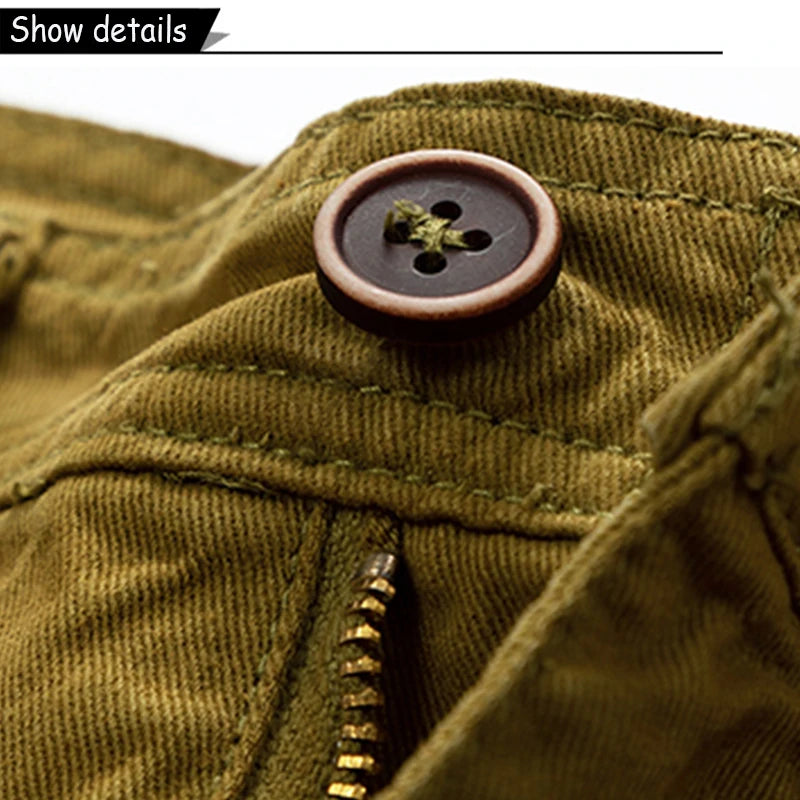 New Men Summer Outdoor Leisure Buttons Cargo Style Shorts Men Solid Straight Cotton Comfortable Fashion Design Short Pants Male