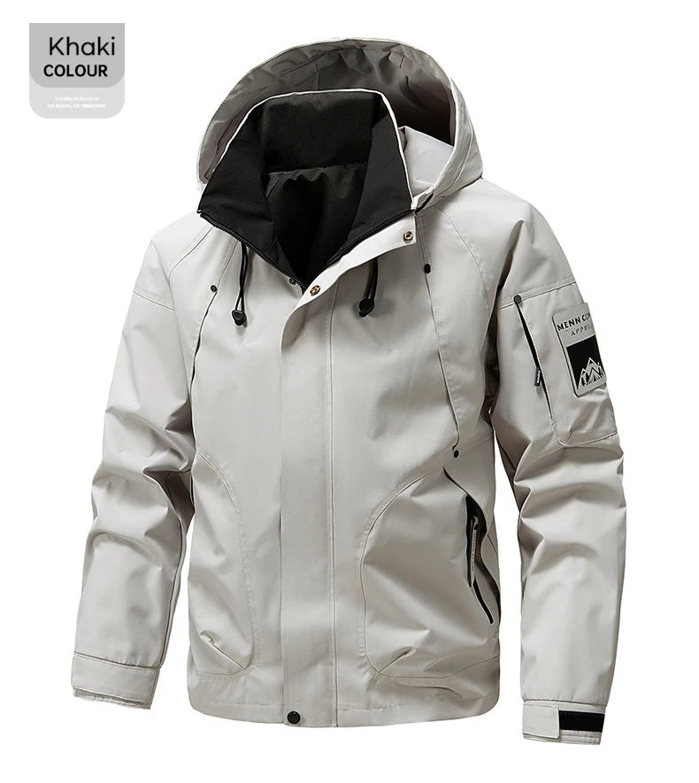 Windbreaker Cargo Jackets For Men Motorcycle Military Clothing Waterproof Male Hooded Jacket Camping Outdoor Hiking Men's Coat