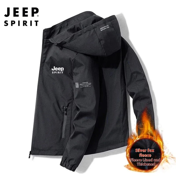Jeep Spirit Jacket Men Autumn Winter Plus Down Warm Hooded Sports Top New Versatile Casual Coat