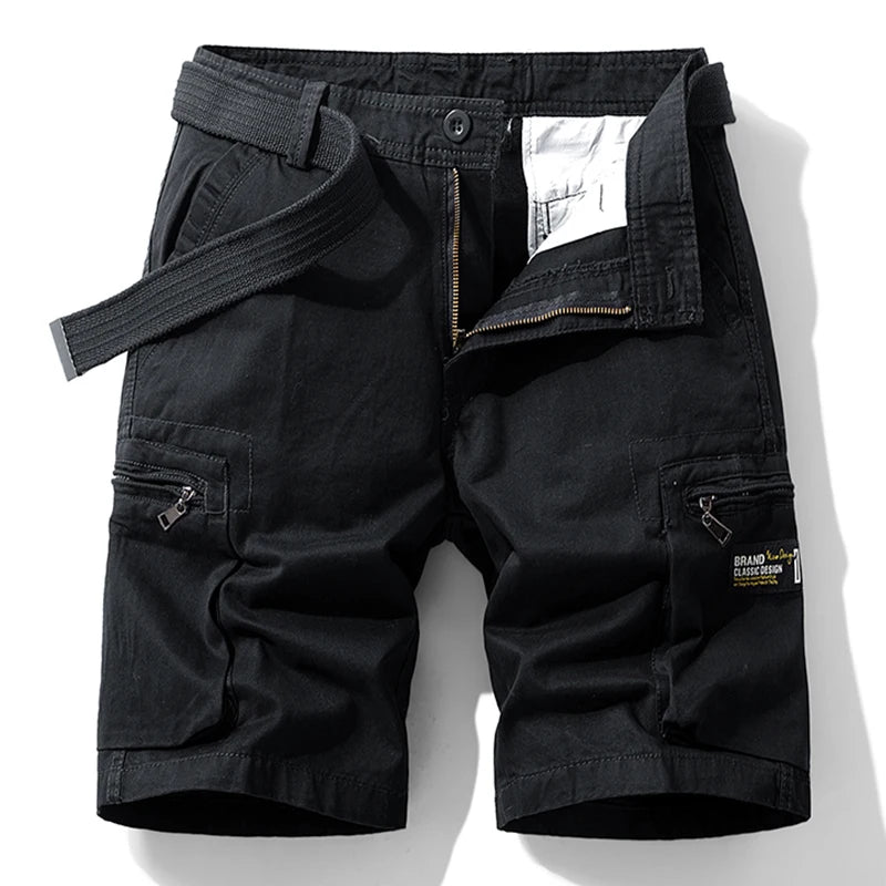 Men Summer Brand New Casual Vintage Classic Pockets Solid Cargo Shorts Men Outwear Fashion Cotton Tactical Joggers Shorts Male