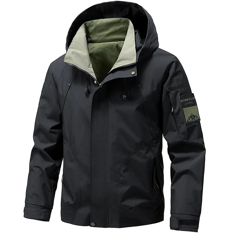 Windbreaker Cargo Jackets For Men Motorcycle Military Clothing Waterproof Male Hooded Jacket Camping Outdoor Hiking Men's Coat