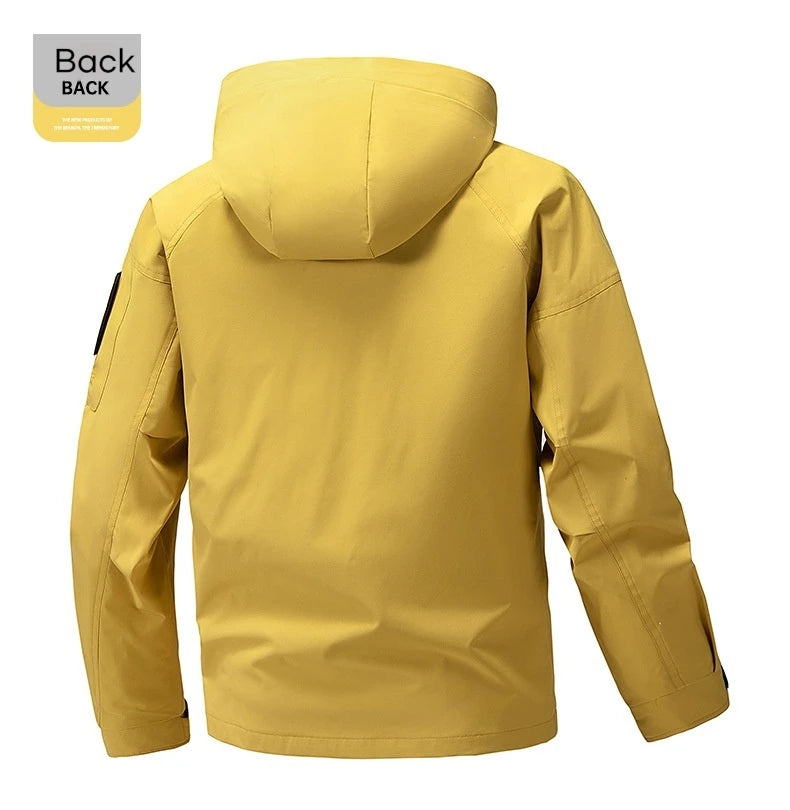 Windbreaker Cargo Jackets For Men Motorcycle Military Clothing Waterproof Male Hooded Jacket Camping Outdoor Hiking Men's Coat