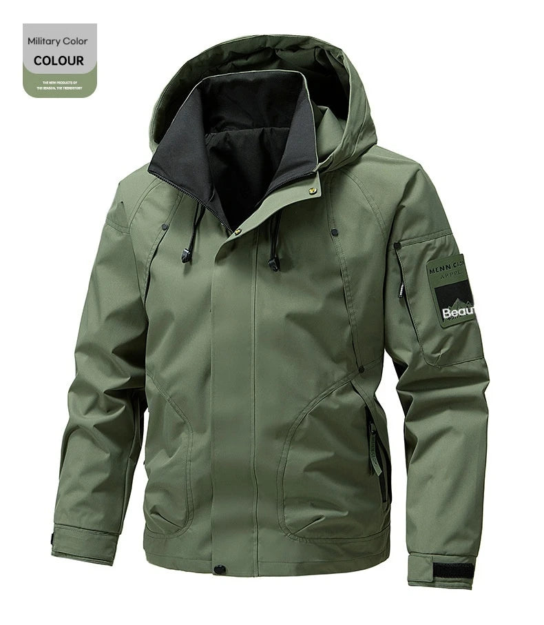 Windbreaker Cargo Jackets For Men Motorcycle Military Clothing Waterproof Male Hooded Jacket Camping Outdoor Hiking Men's Coat