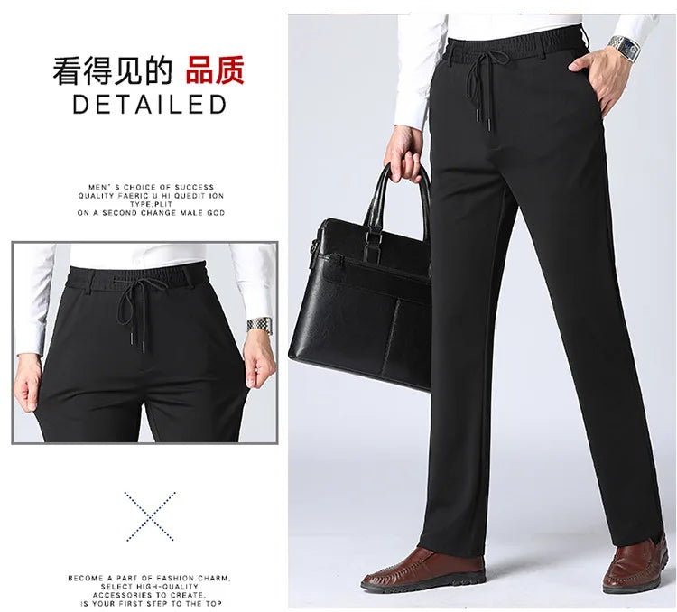 Men's Oversize Business Pants New Elastic Waist Formal Trousers Plus size
