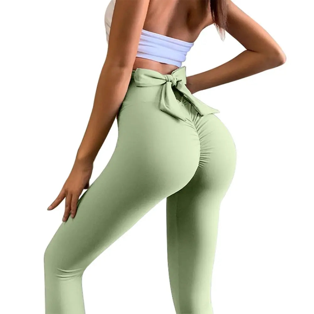 Women's High-Waisted Nude Yoga Pants | Bowknot, Peach Lift, Lulu-Like Workout Leggings LD800171