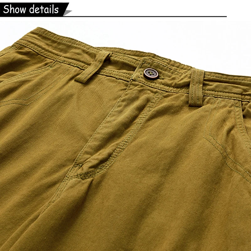 New Men Summer Outdoor Leisure Buttons Cargo Style Shorts Men Solid Straight Cotton Comfortable Fashion Design Short Pants Male