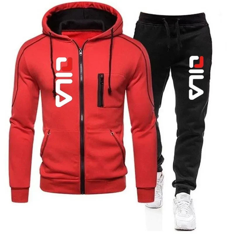 Men's casual zipper jacket hooded jumper + sweatpants