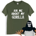Mens luxury cotton T shirt Ask Me About My Gorilla T-Shirt Funny Retro Jungle Monkey Loose tops for him plus size teeshirt