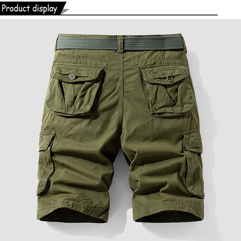 New Men Summer Outdoor Leisure Buttons Cargo Style Shorts Men Solid Straight Cotton Comfortable Fashion Design Short Pants Male