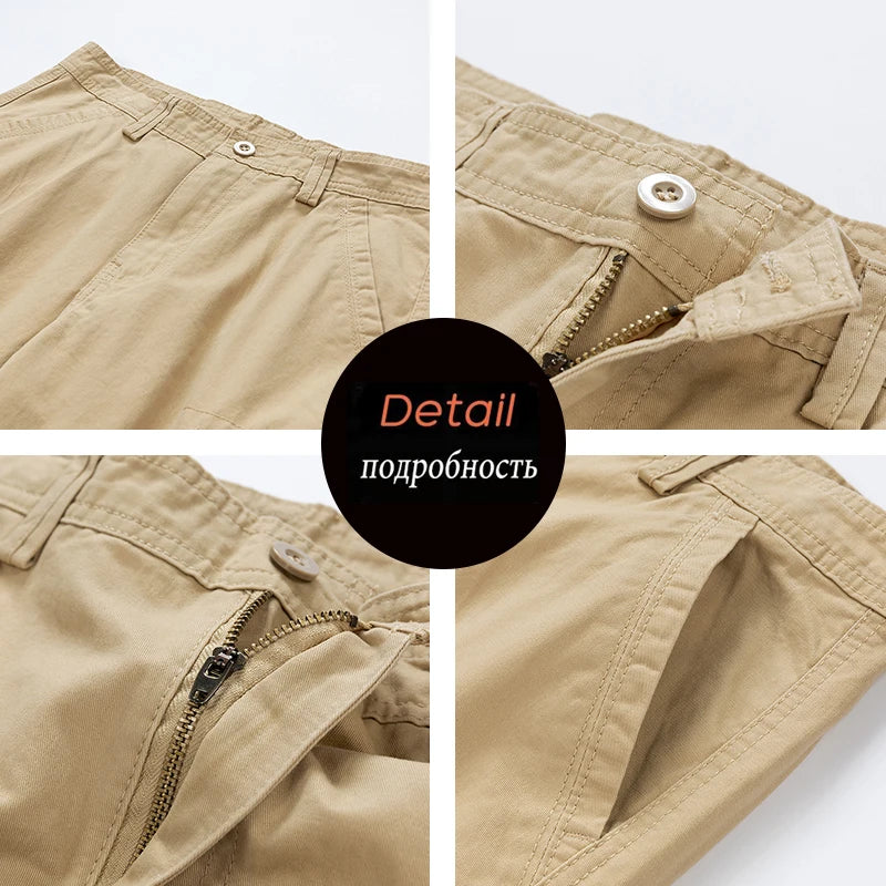 Men Summer Brand New Casual Vintage Classic Pockets Solid Cargo Shorts Men Outwear Fashion Cotton Tactical Joggers Shorts Male